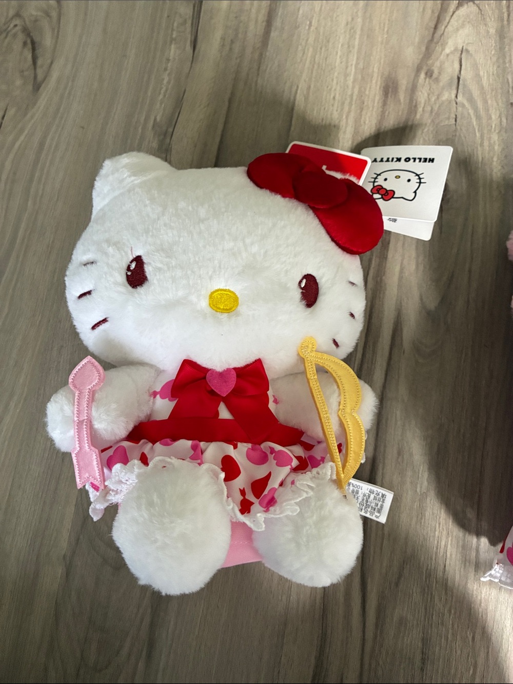 Hello Kitty White Plush with Red Bow and Pink Heart Dress